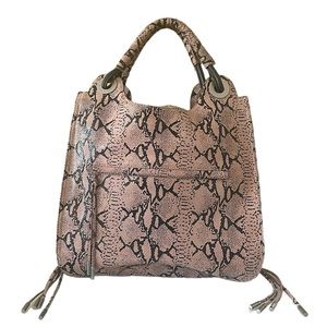 6126 Lindsay Lohan Tempest Python Leather Tote Handbag with Lace-up Sides